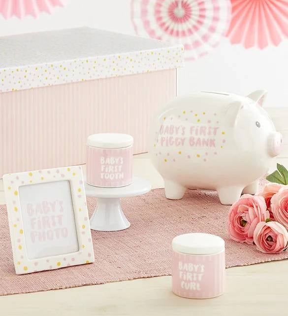 Classic Pink Baby's Firsts Keepsakes Set (Classic Blue Babys "Firsts" Keepsakes Set)