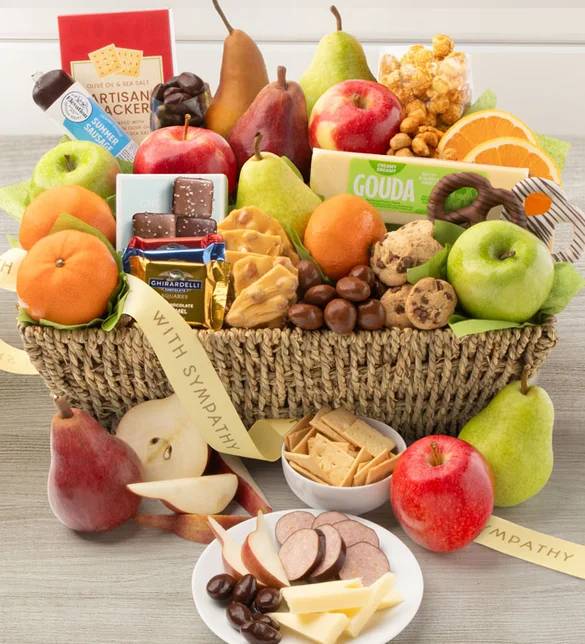 With Sympathy Fruit & Sweets Gift Basket Grande (With Sympathy Fruit & Sweets Gift Basket Grande)