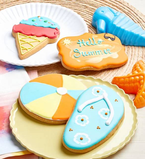 Summer Artisan Iced Cookies (Hello Summer Artisan Iced Cookies - set of 4)