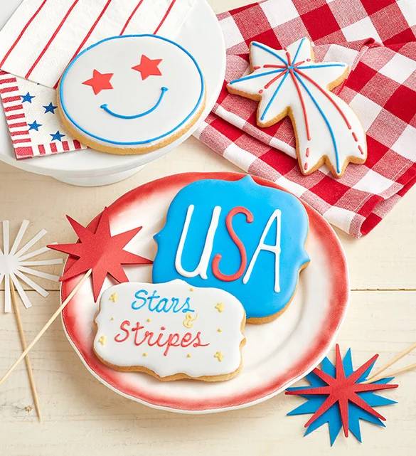 Patriotic Artisan Iced Cookies (USA Artisan Iced Cookies - set of 4)