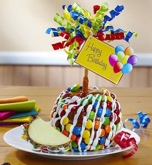 Happy Birthday Caramel Apple with Candies