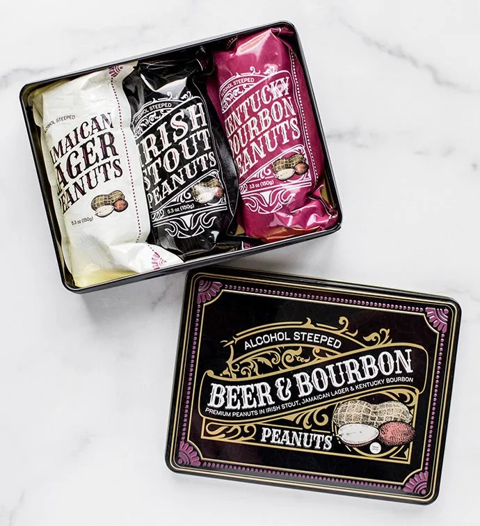 Liquor Nuts in Gift Tin (Beer & Bourbon Liquor Peanuts)