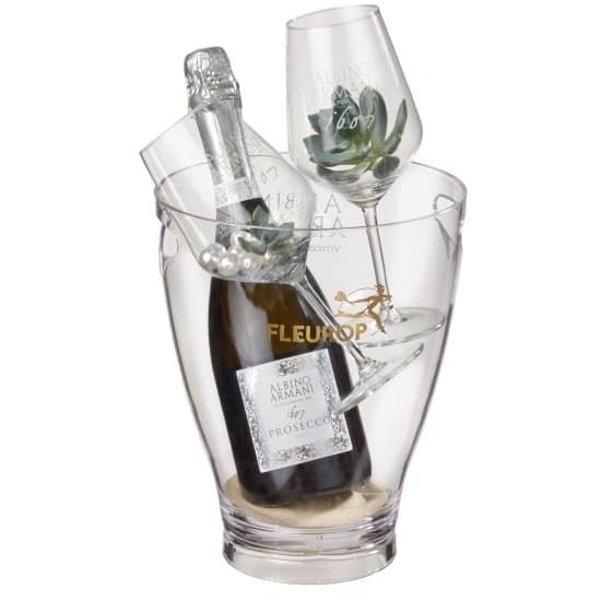 Stylish avec Prosecco Albino Armani DOC (75 cl) incl. ice bucket and two "Connaisseur" glasses