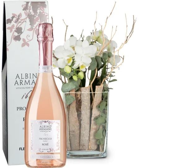 Indoor plant «Lifestyle» (orchid in vase) with Prosecco Rose Albino Armani DOC (75 cl)