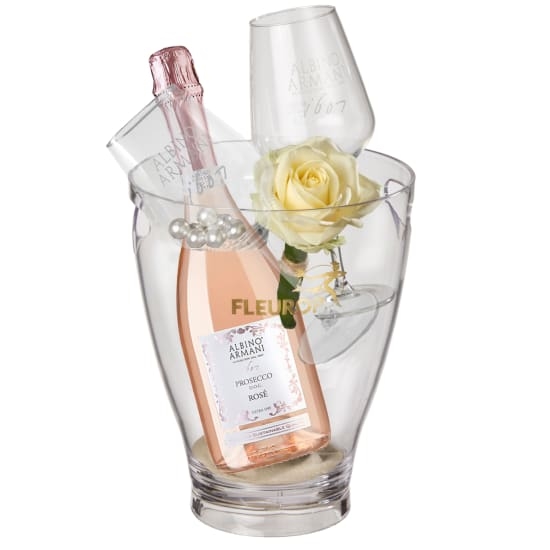 Charming Beauty with Prosecco Rosé Albino Armani DOC (75 cl) incl. ice bucket and two “Connaisseur” glasses