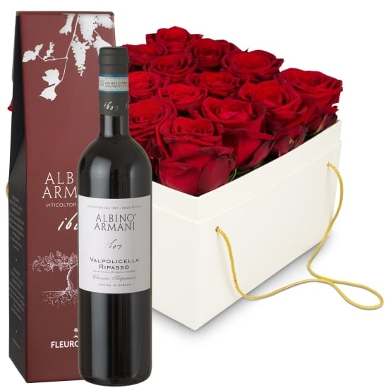 Flowerbox Â«VeniceÂ» (20 cm) with Ripasso Albino Armani DOC (75 cl)