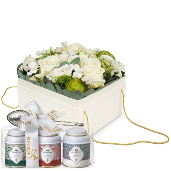 Flowerbox «Dublin» (20 cm) with Gottlieber tea gift set