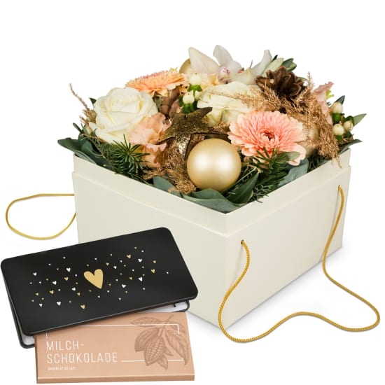 Flowerbox Â«BerlinÂ» (20 cm) and Munz bar of chocolate Â«HeartÂ»