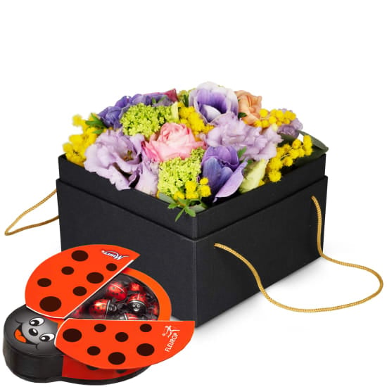 Flowerbox «Tokyo» (15 cm) with Munz chocolate ladybird