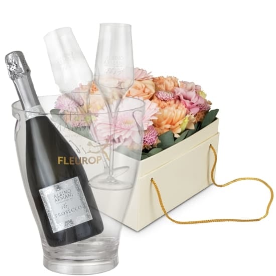 Flowerbox Prague (15 cm) with Prosecco Albino Armani DOC (75 cl) incl. ice bucket and two sparkling wine flutes