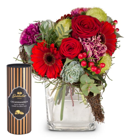Flower bouquet Only for You with Gottlieber cocoa almonds (Minimum)