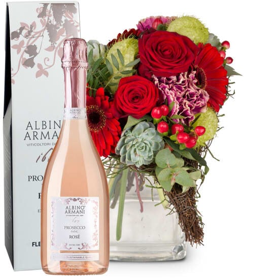 Flower bouquet «Only for You» with Prosecco Rosé Albino Armani DOC (Minimum)