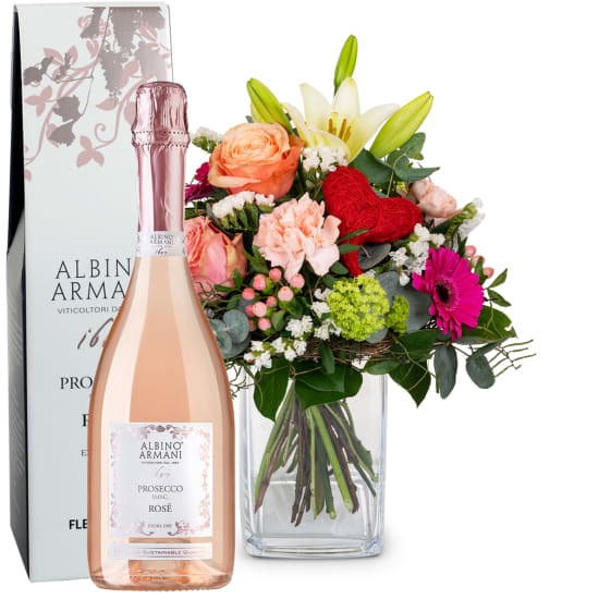 Mother's Day Bouquet with Prosecco Rose Albino Armani DOC (Minimum)