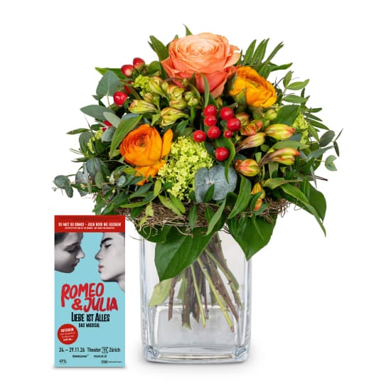Flower bouquet «Signs of Spring» with a voucher for the musical «Romeo & Julia» (Minimum)