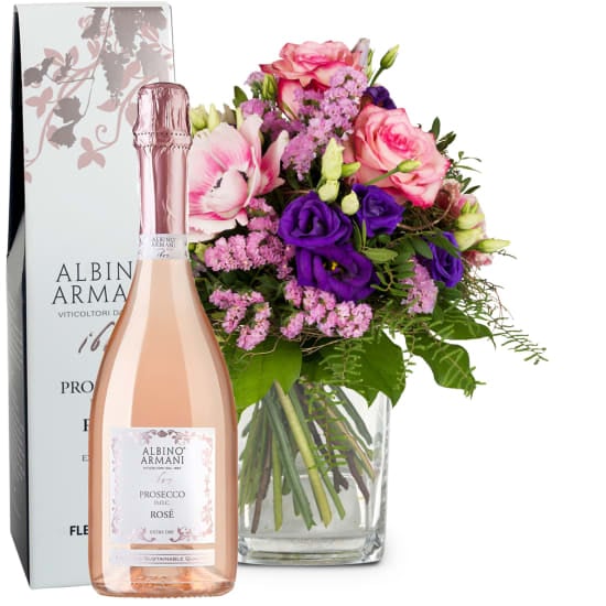 Flower bouquet «Spring Princess» with Prosecco Rose Albino Armani DOC (Minimum)