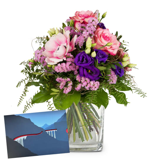 Flower bouquet Spring Princess with a gift voucher from the Rhaetian Railway (Minimum)