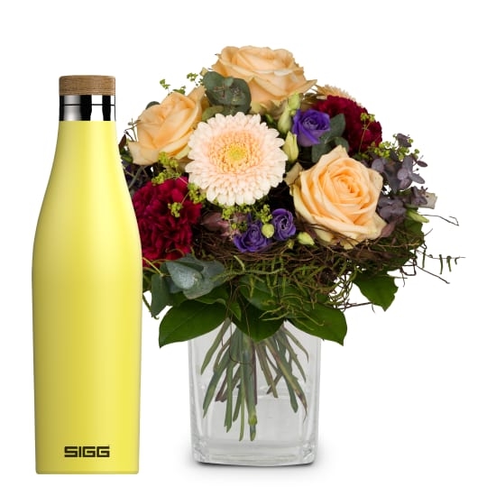 Colorful flower dream with SIGG water bottle Meridian Ultra Lemon 0.5L (Minimum)