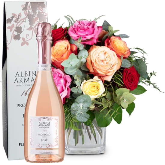 Flower bouquet «Rose Dream» with Prosecco Rosé Albino Armani DOC (Minimum)
