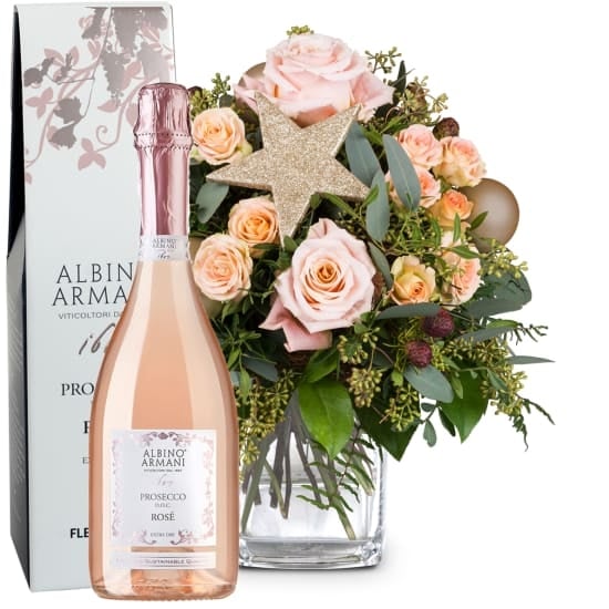 Flower bouquet "Sparkling Moments" with Prosecco RoseAlbino Armani DOC (Minimum)