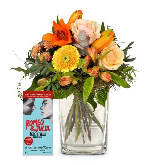 Flower bouquet Wonderful Day with Lily and a  voucher for the musical «Romeo & Julia» (Minimum)