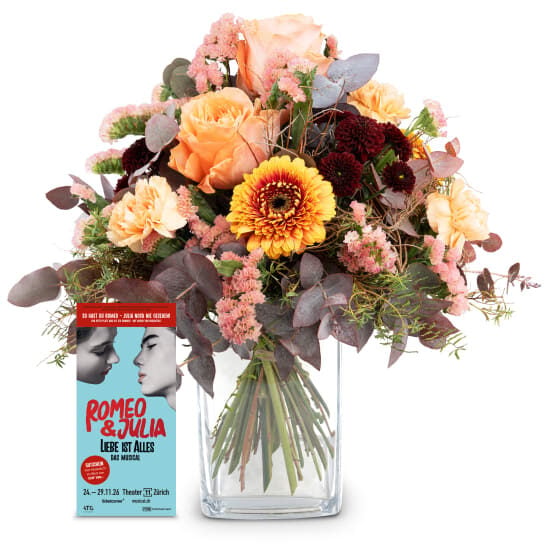 Bouquet of flowers «Romeo» with a voucher for the musical «Romeo & Julia»