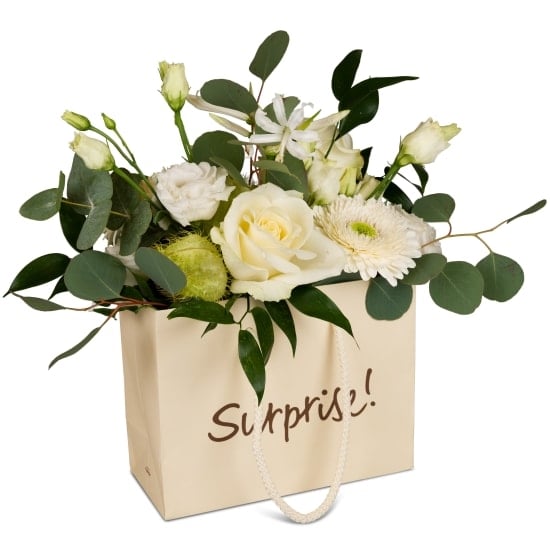 Flower bag «Surprise!» - in stylish white