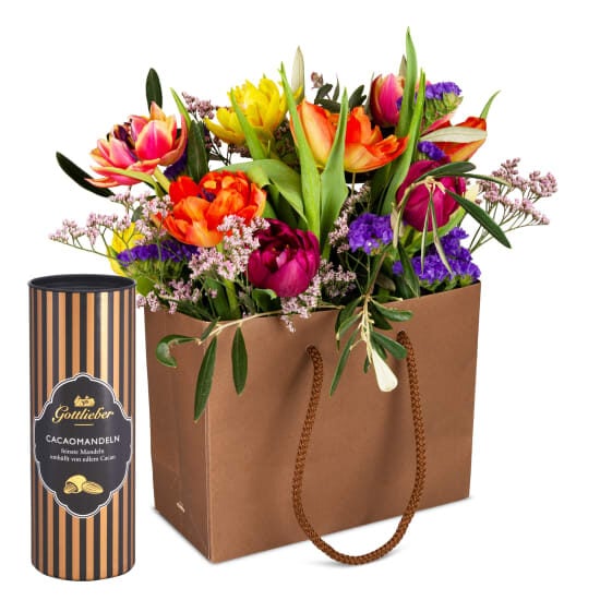 Flower bag «Pure spring» with Gottlieber cocoa almonds