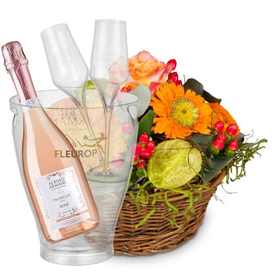 Flower arrangement «Pure Spring» with Prosecco Rose Albino Armani DOC (Minimum)