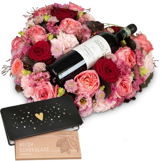 Touched Deeply with Ripasso Albino Armani DOC (75 cl) with Munz bar of chocolate Â«HeartÂ»