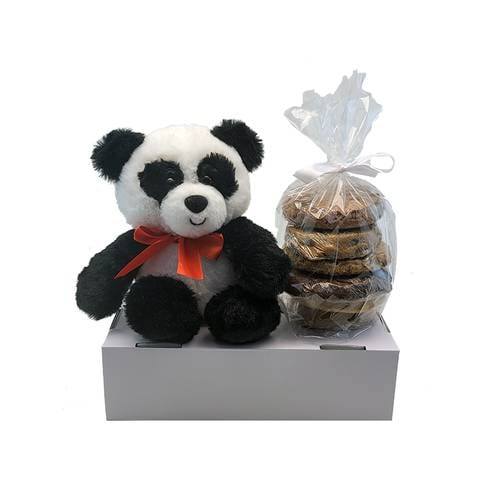 Plush Panda with Gourmet Gluten Free Cookie Gift Set (1/2 Dozen)