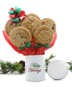 Happy Holidays Gluten Free Cookie Stemmed Tin (1/2 Dozen)