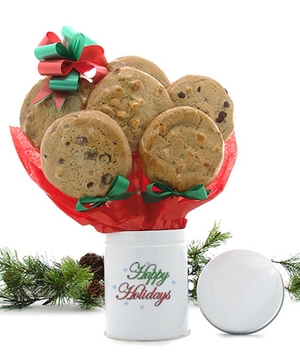 Happy Holidays Cookie Stemmed Tin (1/2 Dozen)