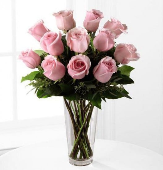 Pink Roses Arranged in Vase (Small)