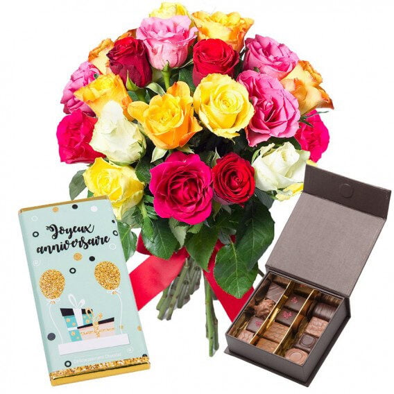 Roses And Birthday Chocolates
