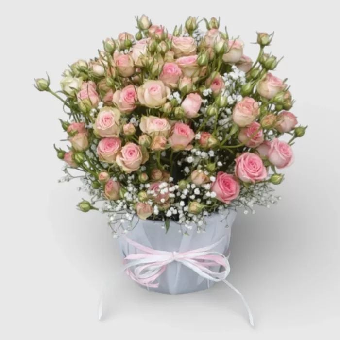 Basket of pink spray roses "For My Lady"