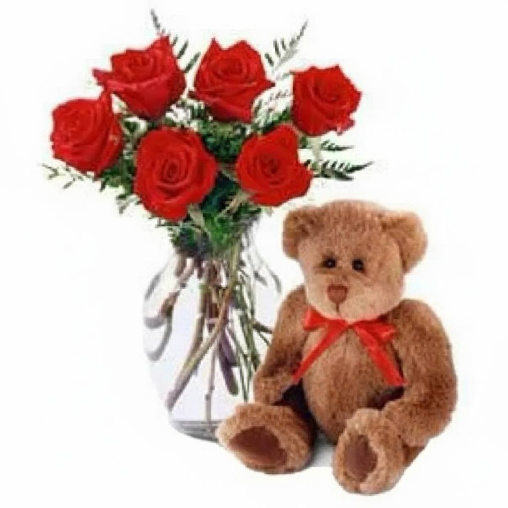 Bouquet of flowers "I love"& Teddy Bear