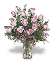 Pink roses with greenery