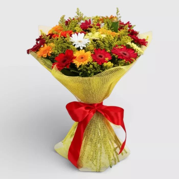 Hand- tied Bouquet of Multi-Colored Gerberas "Floral Wonderland"