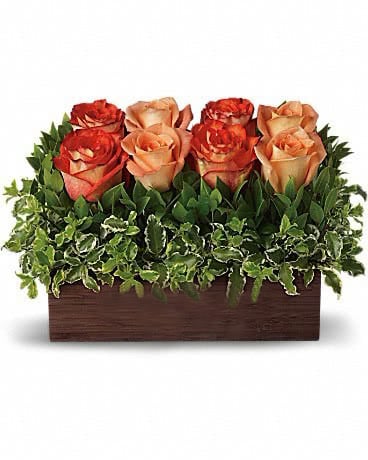 Arrangement of Bright and Dark Pink Roses in a Box