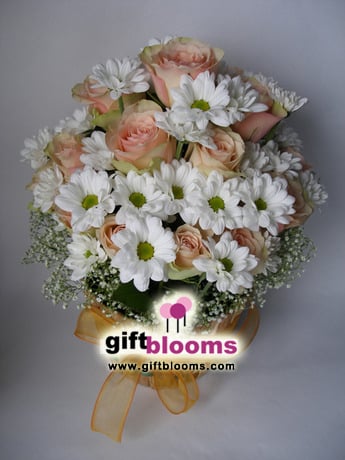 Flower Basket with Roses Romantic Love
