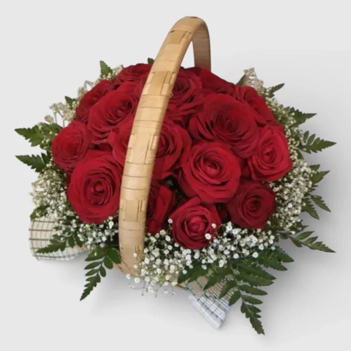 Red Roses Basket "First Love ..."