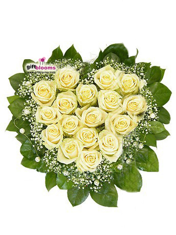 Heart-shaped arrangement of white roses Tender Heart