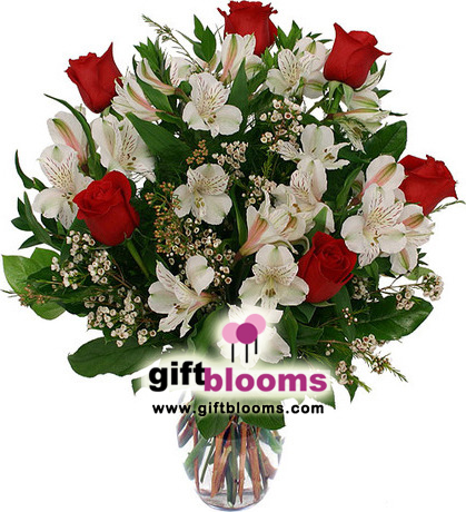 Bouquet of AlstroemeriaAnd  Red Roses Best Day