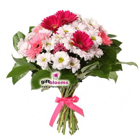 Chrysanthemums And  Gerberas Bouquet Sincere Smile