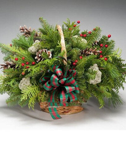 Flower Arrangent in a basket "Holiday Wonderland"