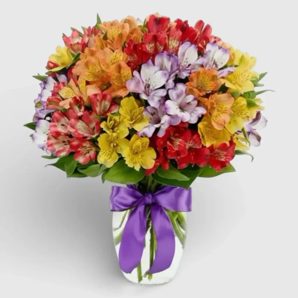 Bouquet of multi-colored Alstroemeria "Wonderful Sunrise"