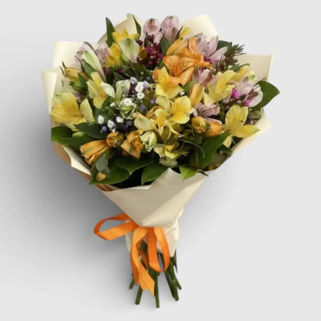 Bouquet of colored Alstroemeria "Flight of fancy"