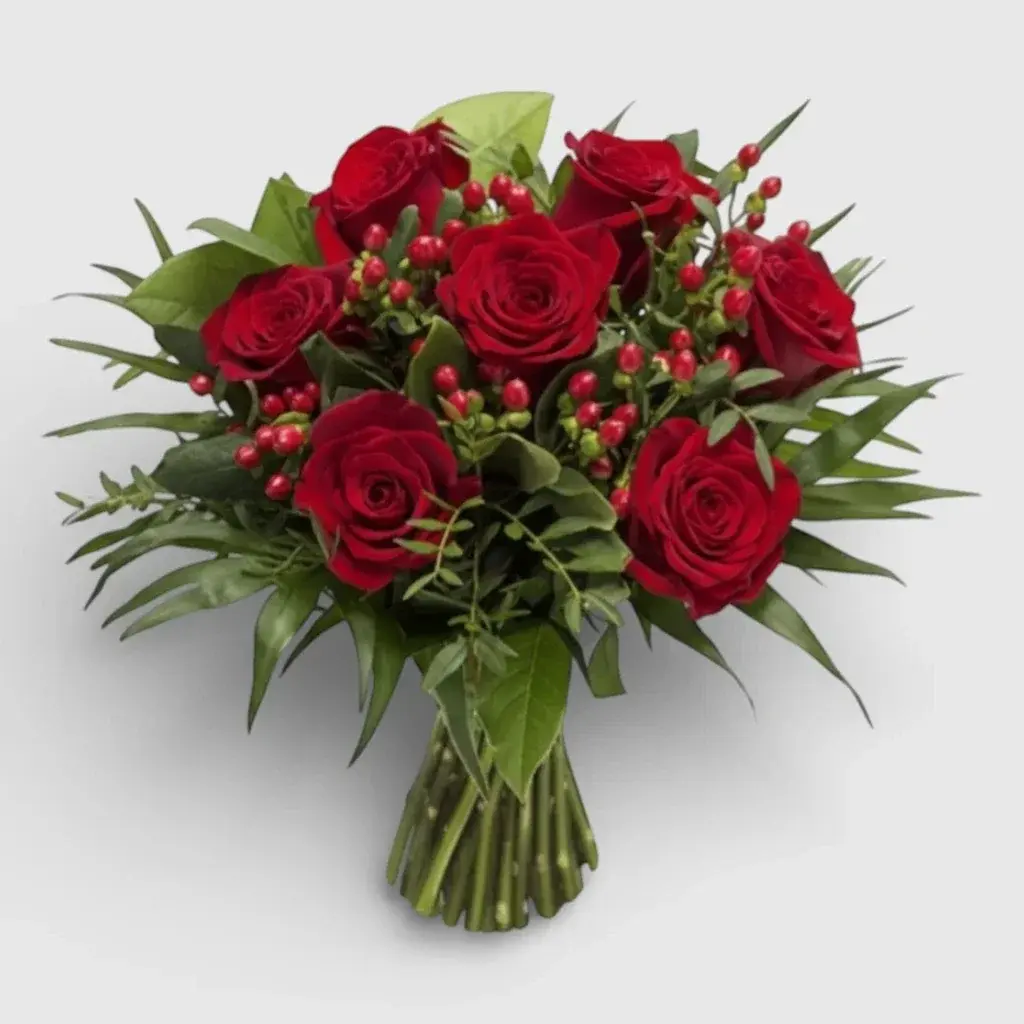 Bouquet of 7 Red Roses "Flame"