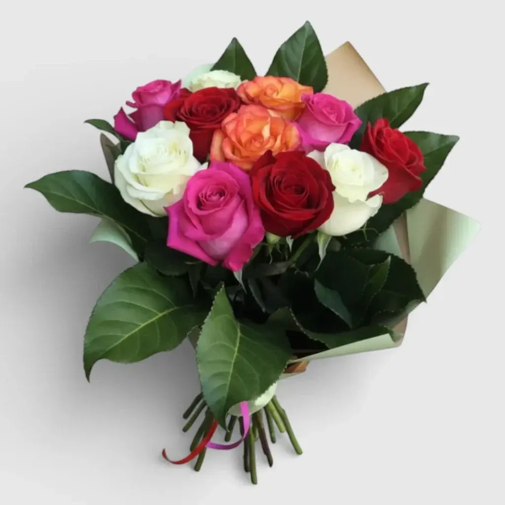 Bouquet of multicolored roses "Rainbow"