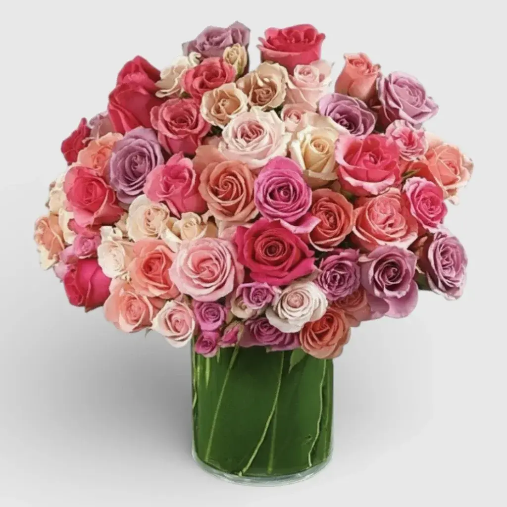 Bouquet of 51 Multycolored Roses "Admiration"